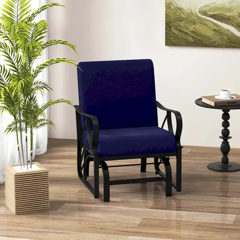 Chaise à bascule de patio Costway avec coussin, cadre en métal robuste, mouvement doux - Voir détails