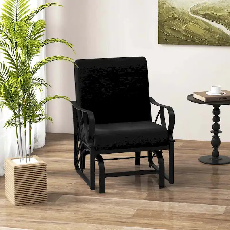 Chaise à bascule de patio Costway avec coussin, cadre en métal robuste, mouvement doux - Voir détails