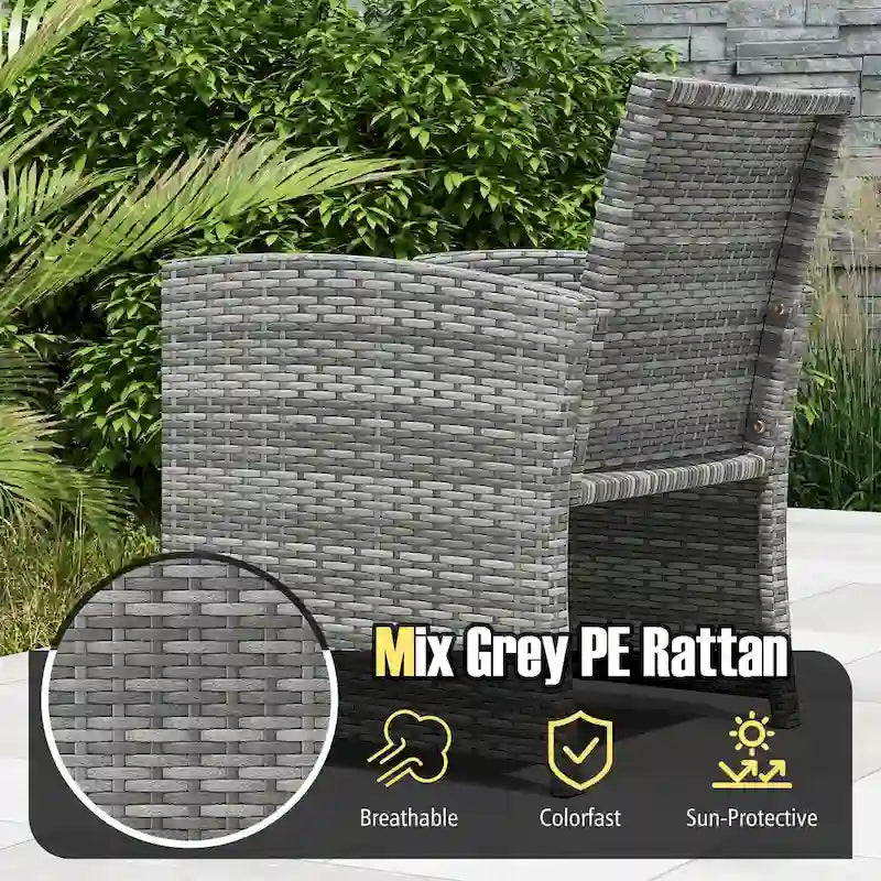 Ensemble de mobilier de patio Costway 3 pièces avec table basse en verre trempé et - Voir détails