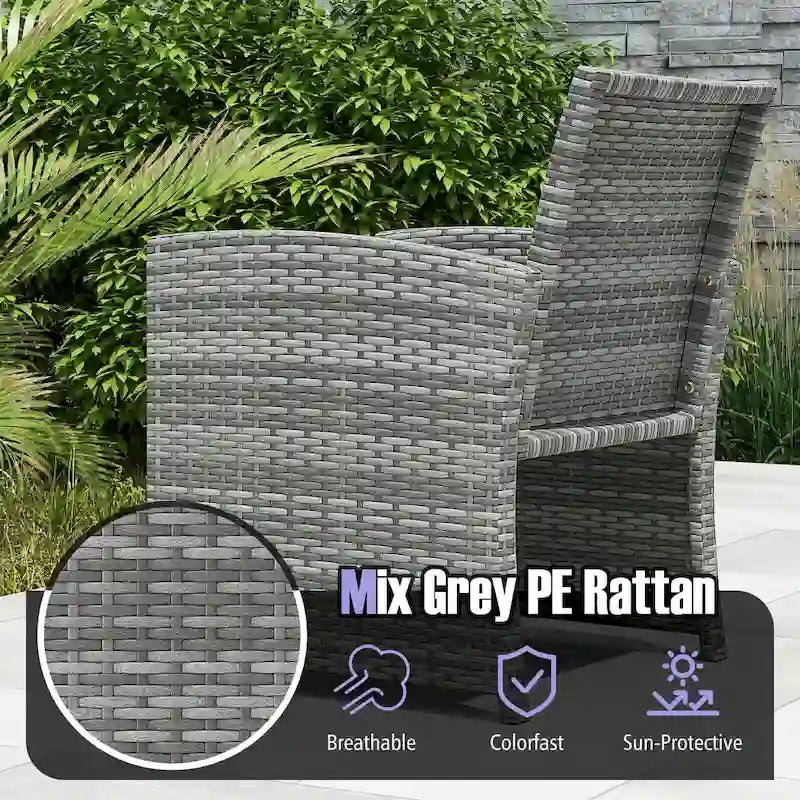 Ensemble de mobilier de patio Costway 3 pièces avec table basse en verre trempé et - Voir détails