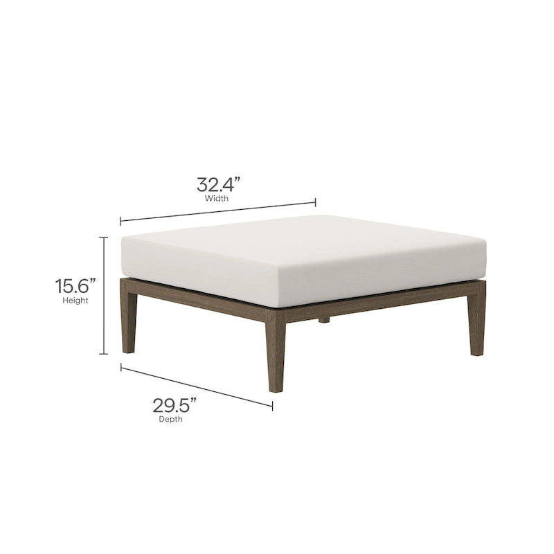 Ensemble fauteuil deux places et pouf en teck Northlake pour patio extérieur