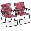Gymax Lot de 2 chaises pliantes en toile pour terrasse, portable, camping, plage