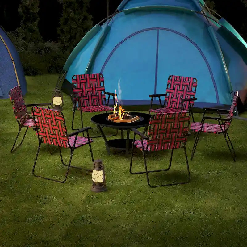 Gymax Lot de 2 chaises pliantes en toile pour terrasse, portable, camping, plage