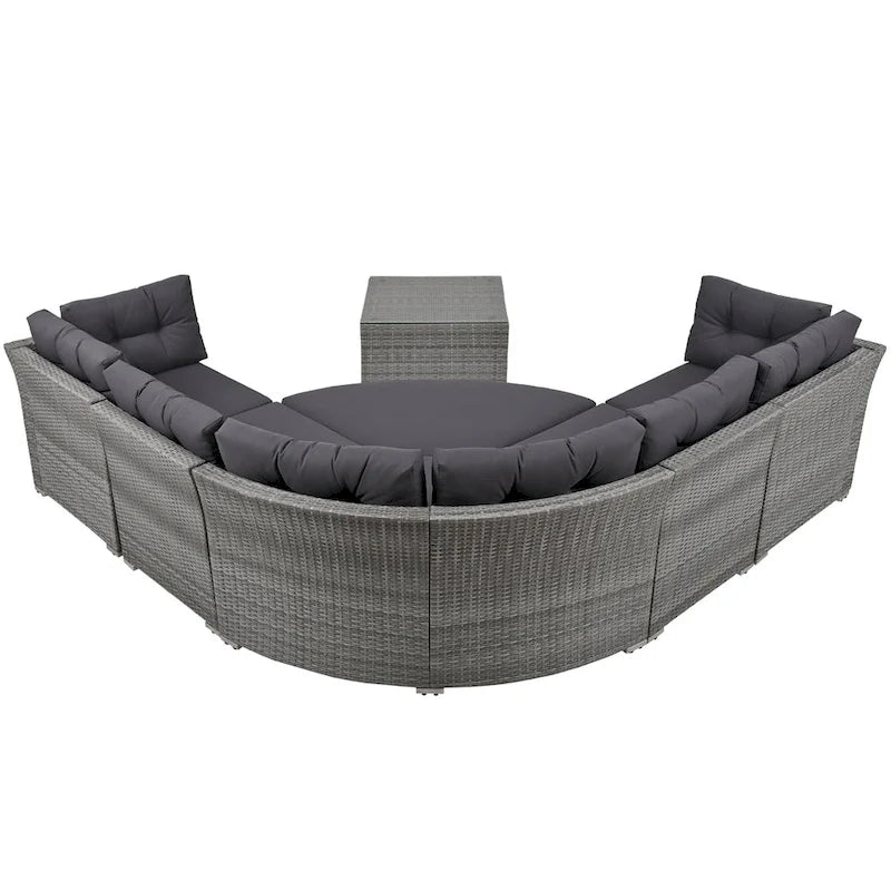 Ensemble de mobilier de patio Mobilier d'extérieur Lit de jour rotin Ensemble de mobilier sectionnel Groupe de sièges de patio avec coussins et table centrale