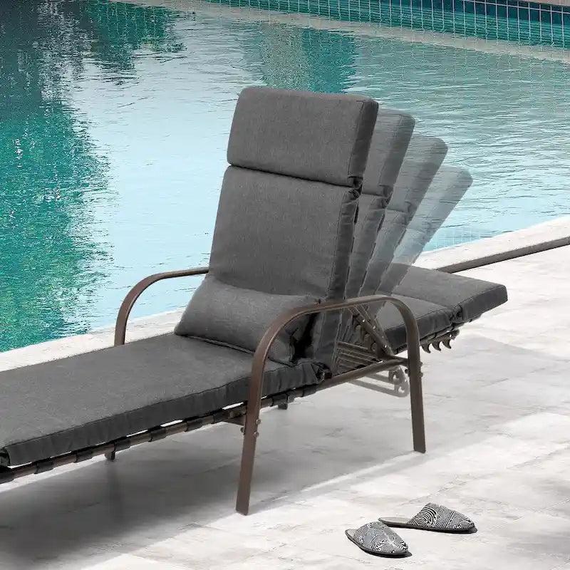 Chaise longue de patio extérieure réglable avec table d'appoint et coussin