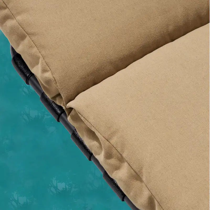 Chaise longue de patio extérieure réglable avec table d'appoint et coussin