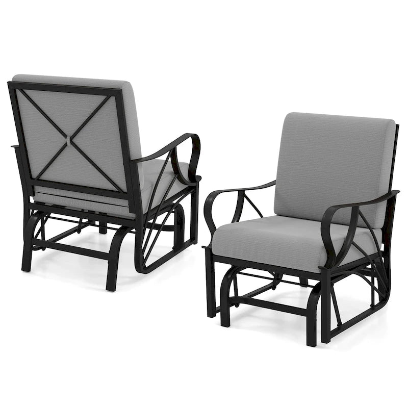 Gymax 2 Fauteuils de Patio Glider Chaise à Bascule d'Extérieur Simple avec Assise &