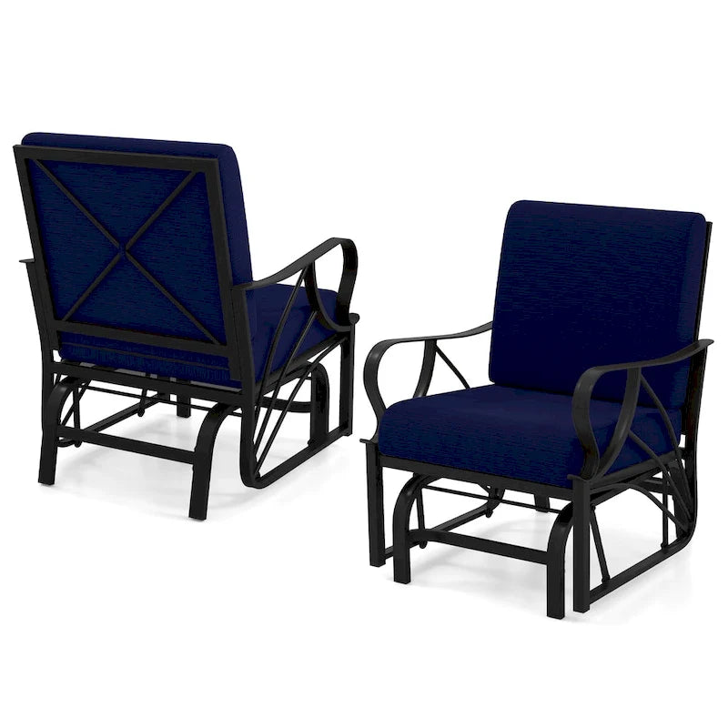Gymax 2 Fauteuils de Patio Glider Chaise à Bascule d'Extérieur Simple avec Assise &