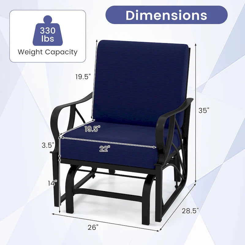 Gymax 2 Fauteuils de Patio Glider Chaise à Bascule d'Extérieur Simple avec Assise &
