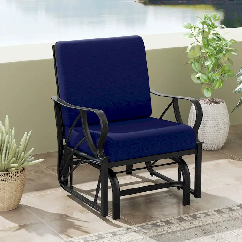 Gymax 2 Fauteuils de Patio Glider Chaise à Bascule d'Extérieur Simple avec Assise &