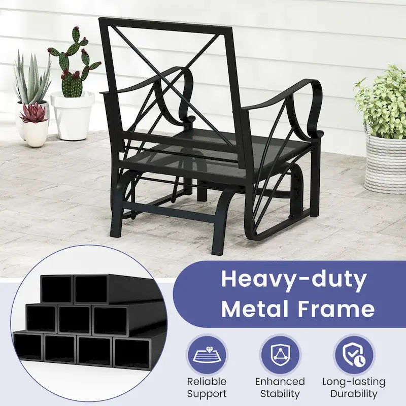 Gymax 2 Fauteuils de Patio Glider Chaise à Bascule d'Extérieur Simple avec Assise &