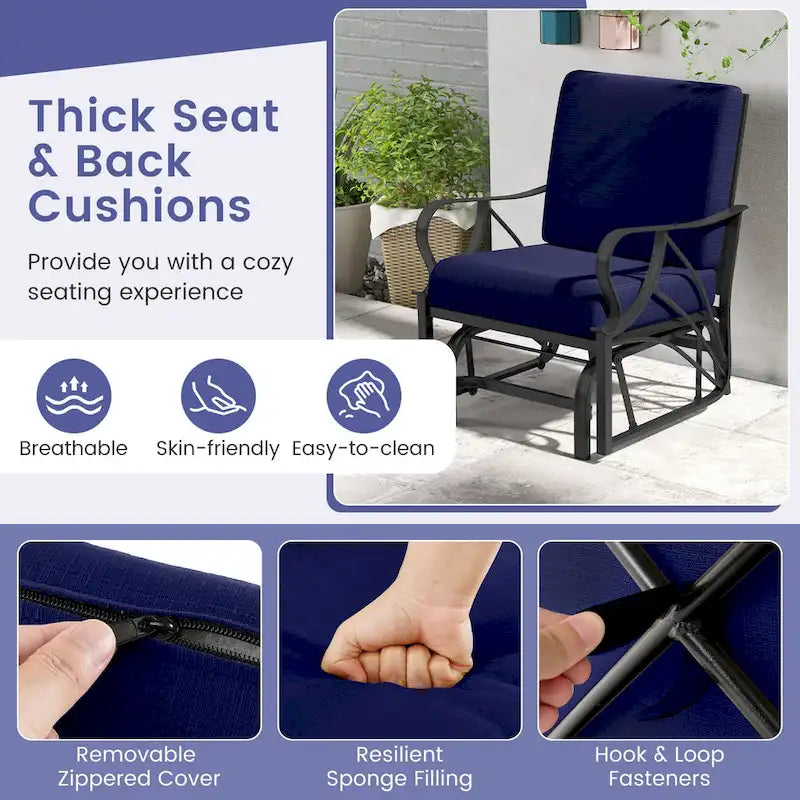 Gymax 2 Fauteuils de Patio Glider Chaise à Bascule d'Extérieur Simple avec Assise &