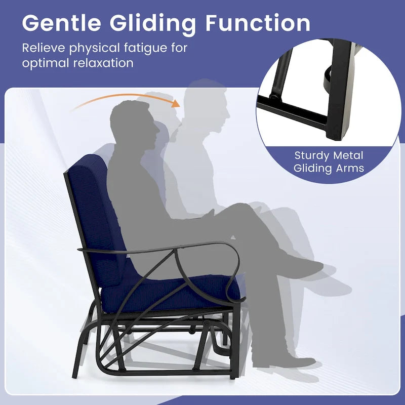 Gymax 2 Fauteuils de Patio Glider Chaise à Bascule d'Extérieur Simple avec Assise &