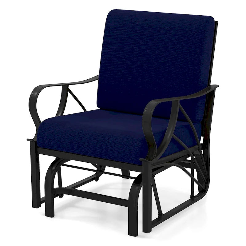 Gymax 2 Fauteuils de Patio Glider Chaise à Bascule d'Extérieur Simple avec Assise &
