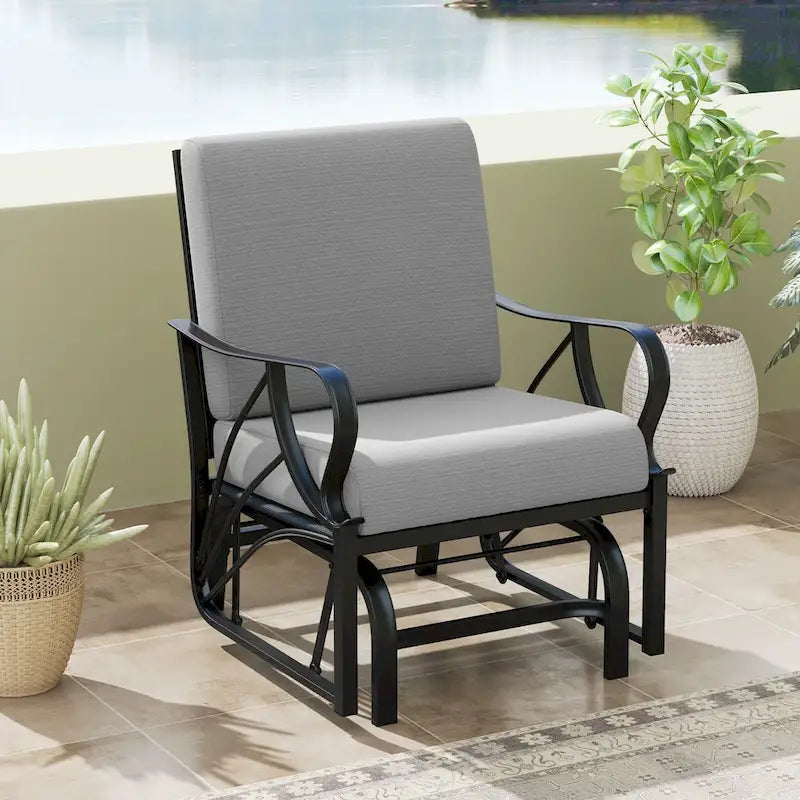 Gymax 2 Fauteuils de Patio Glider Chaise à Bascule d'Extérieur Simple avec Assise &