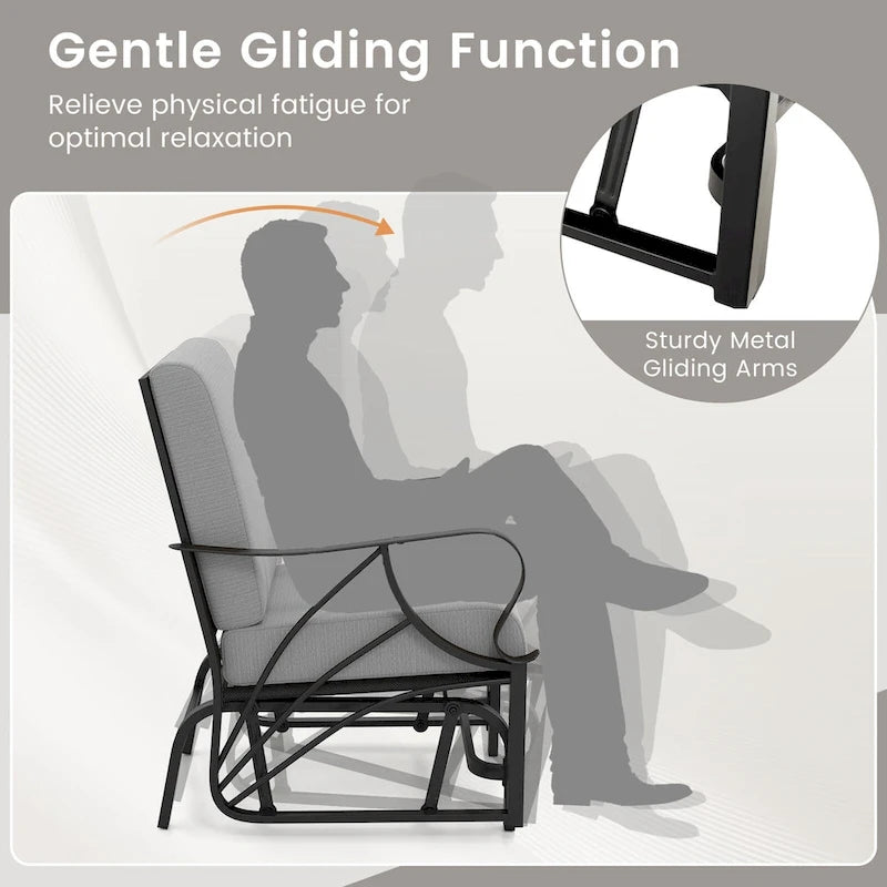 Gymax 2 Fauteuils de Patio Glider Chaise à Bascule d'Extérieur Simple avec Assise &