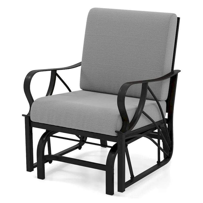 Gymax 2 Fauteuils de Patio Glider Chaise à Bascule d'Extérieur Simple avec Assise &