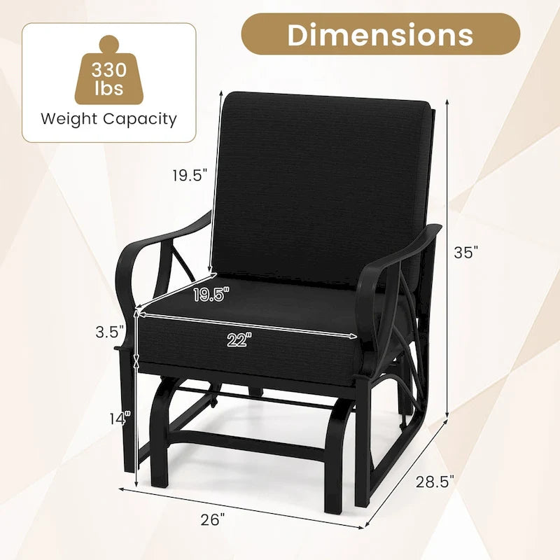 Gymax 2 Fauteuils de Patio Glider Chaise à Bascule d'Extérieur Simple avec Assise &