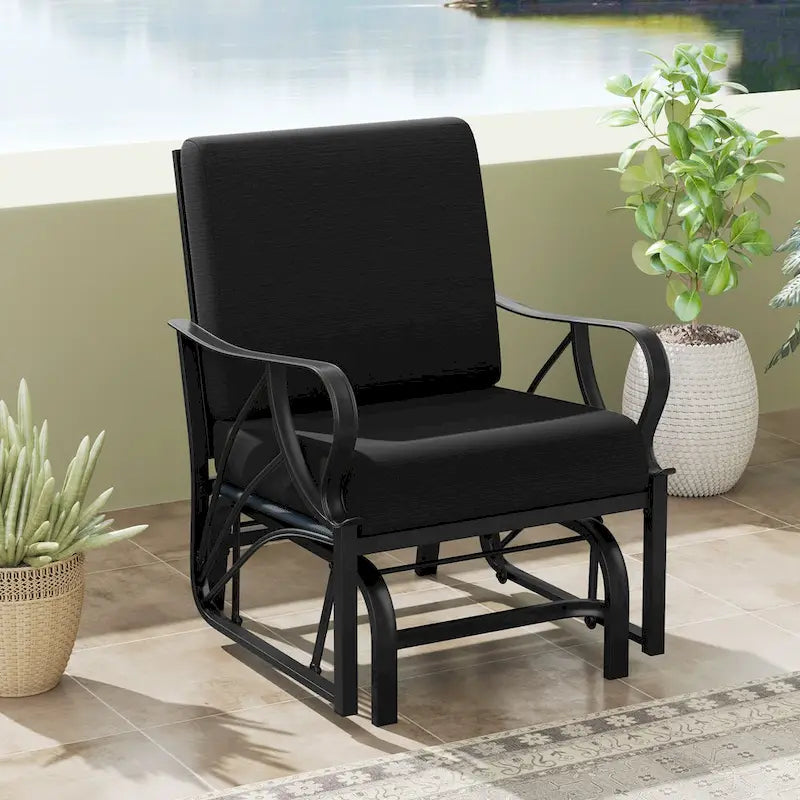 Gymax 2 Fauteuils de Patio Glider Chaise à Bascule d'Extérieur Simple avec Assise &