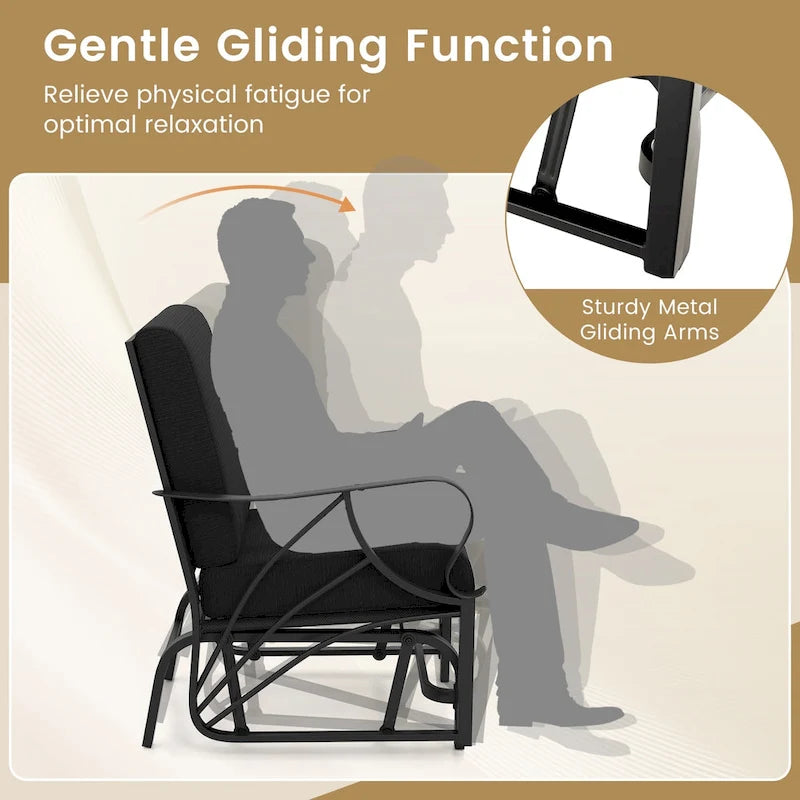 Gymax 2 Fauteuils de Patio Glider Chaise à Bascule d'Extérieur Simple avec Assise &