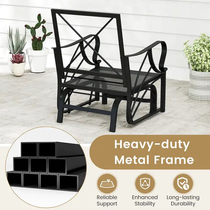 Gymax 2 Fauteuils de Patio Glider Chaise à Bascule d'Extérieur Simple avec Assise &