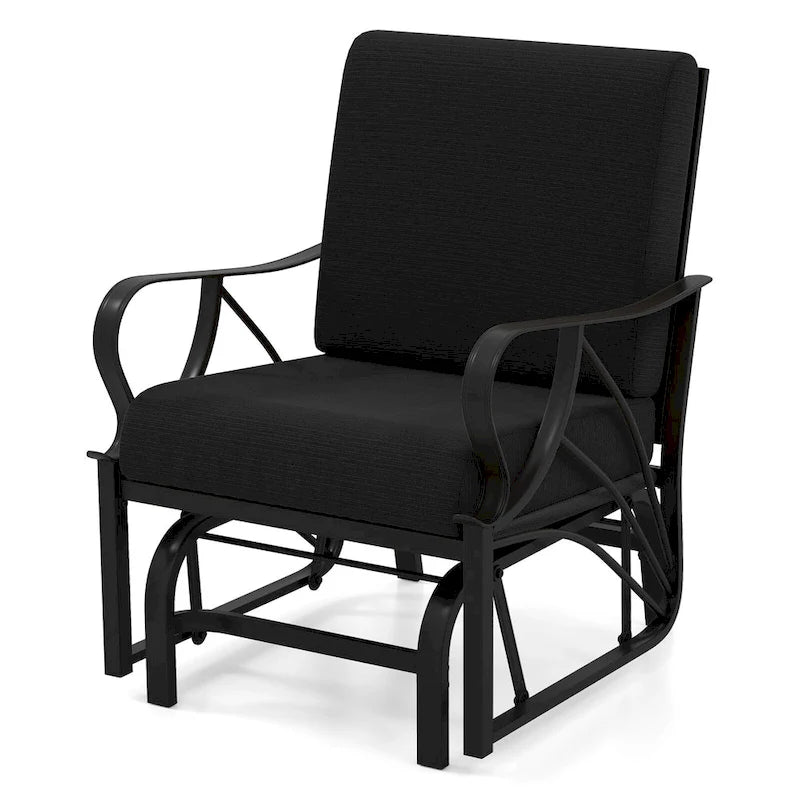 Gymax 2 Fauteuils de Patio Glider Chaise à Bascule d'Extérieur Simple avec Assise &