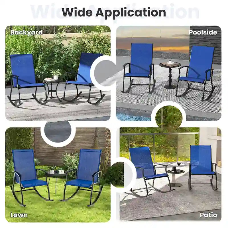 Gymax Lot de 2 fauteuils à bascule d'extérieur avec tissu respirant pour terrasse