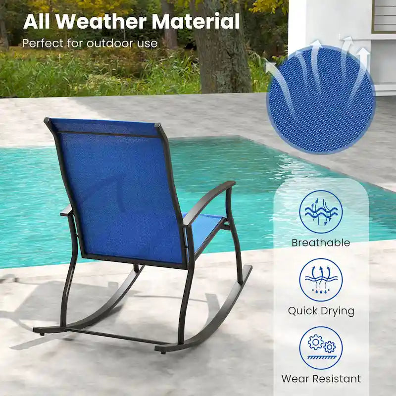 Gymax Lot de 2 fauteuils à bascule d'extérieur avec tissu respirant pour terrasse