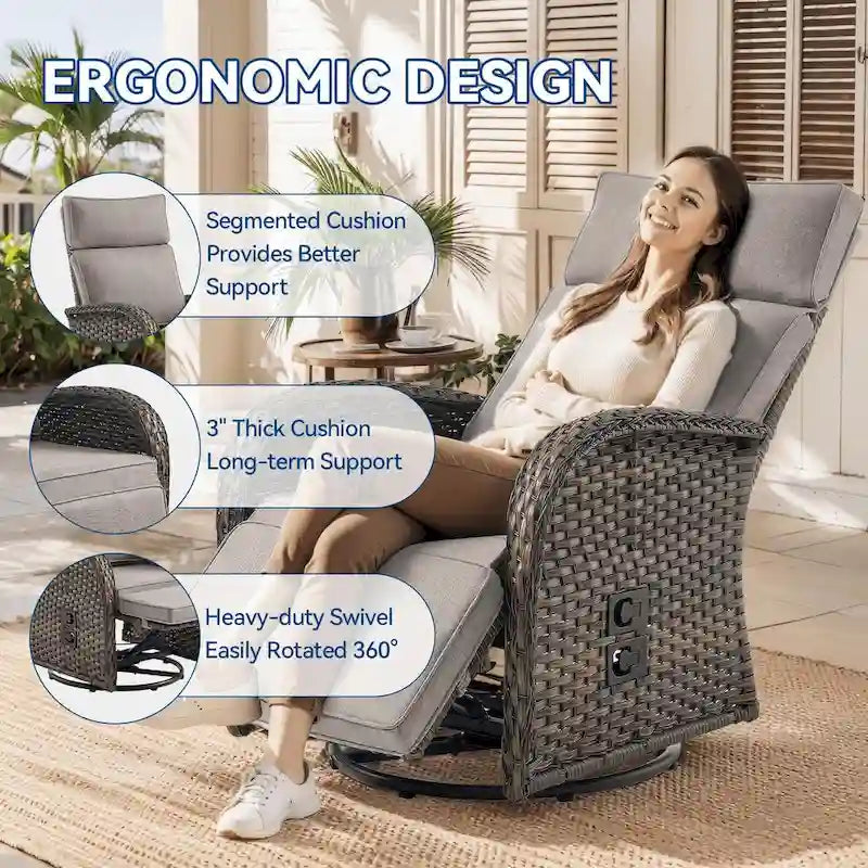 Chaise longue d'extérieur polyvalente Pocassy 4 pièces avec coussin beige