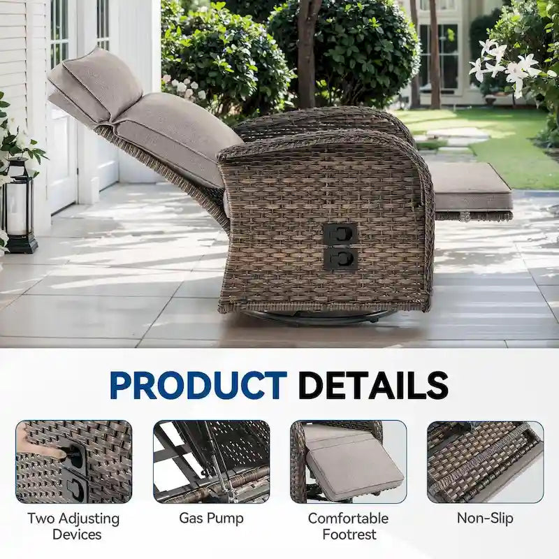 Chaise longue d'extérieur polyvalente Pocassy 4 pièces avec coussin beige