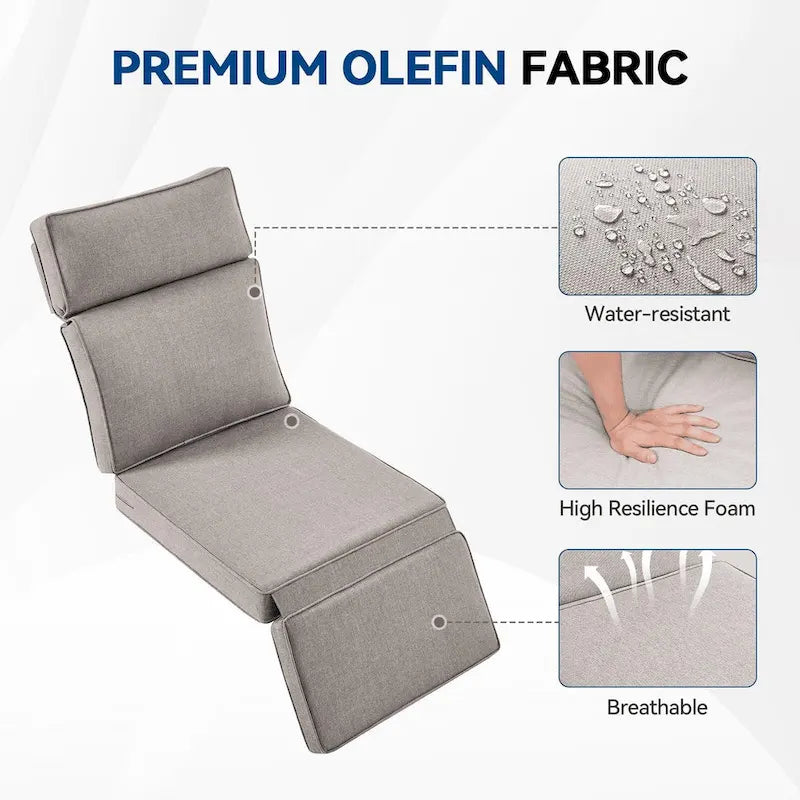 Chaise longue d'extérieur polyvalente Pocassy 4 pièces avec coussin beige