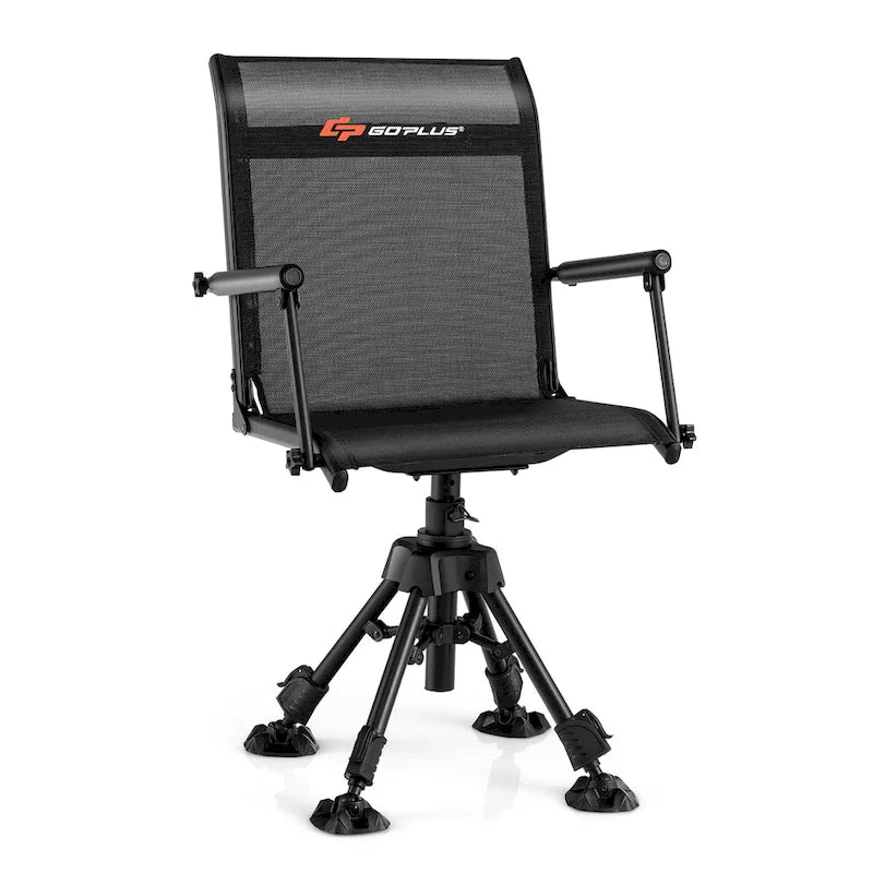 Chaise de Chasse Pivotante Goplus avec 4 Pieds Réglables à 360° Pliable Silencieuse - Voir les Détails