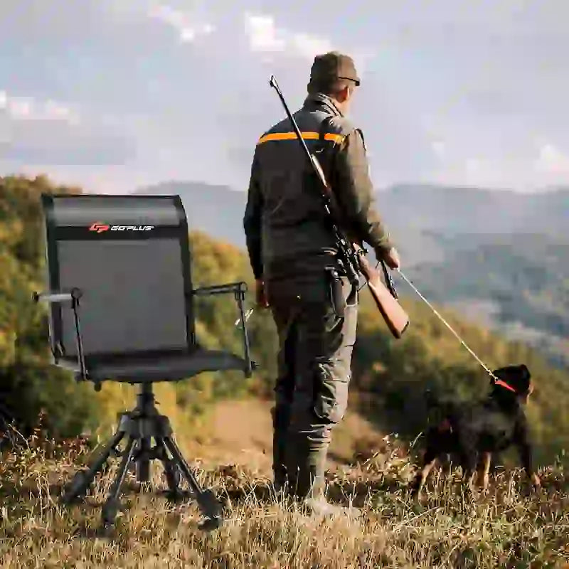 Chaise de Chasse Pivotante Goplus avec 4 Pieds Réglables à 360° Pliable Silencieuse - Voir les Détails