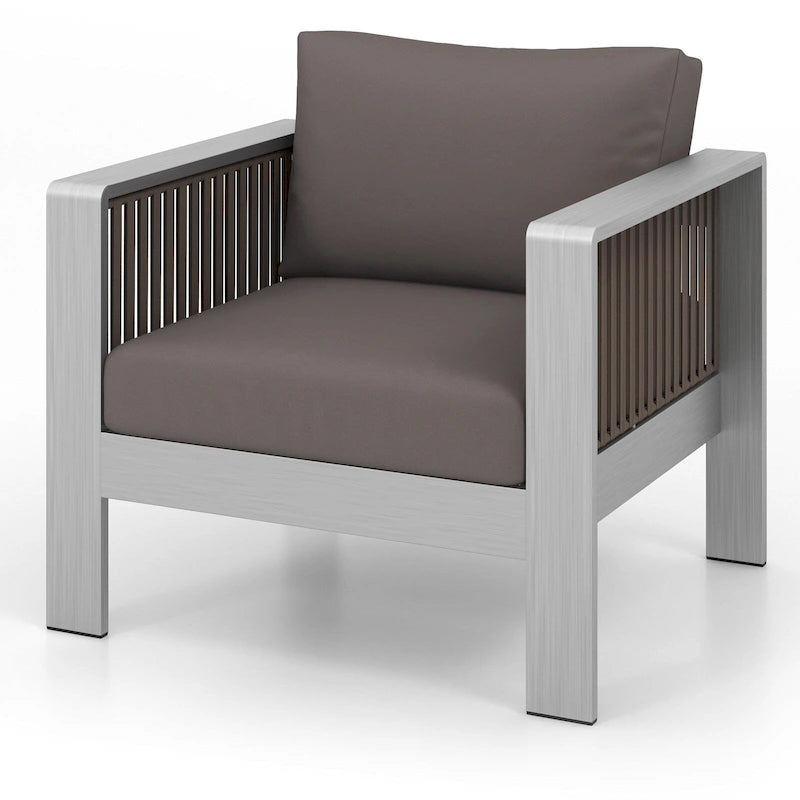 Fauteuil de patio en aluminium avec coussins épais pour le confort – 31L x 27,5W x 24,5H