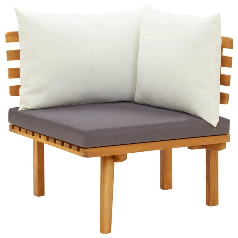 Ensemble de canapé modulaire d'extérieur et table basse Roma 4 pièces, bois massif, gris