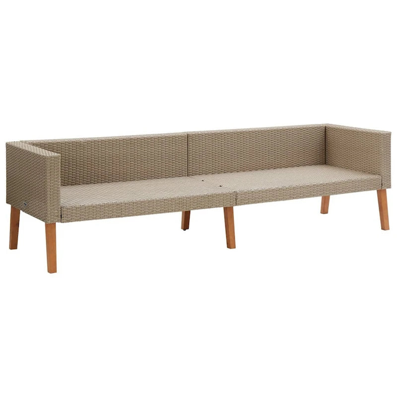 Canapé de patio 3 places d'extérieur, en rotin synthétique beige de 218 cm, coussins gris