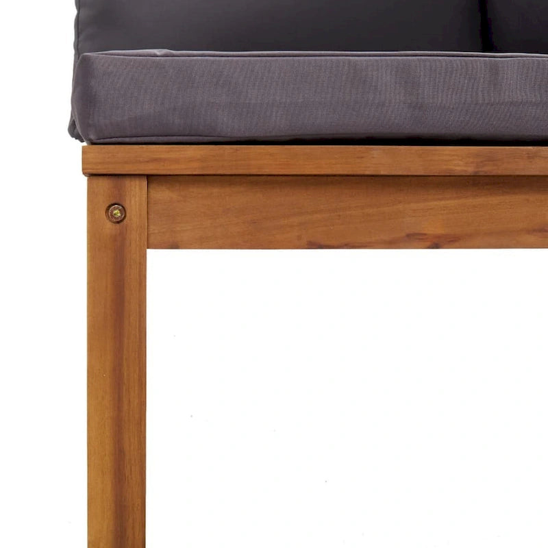 Canapé modulable d'extérieur, 4 places, bois d'acacia massif marron, coussins gris