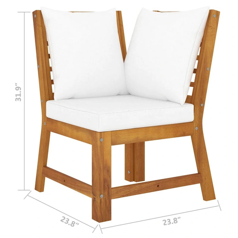 Canapé d'angle modulaire extérieur, en bois d'acacia à lattes