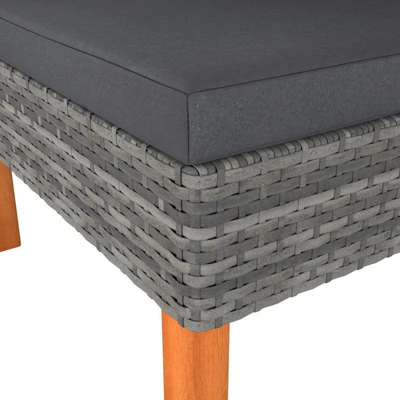 Canapé d'angle modulaire 2 places Casey, coussins en tissu et rotin gris