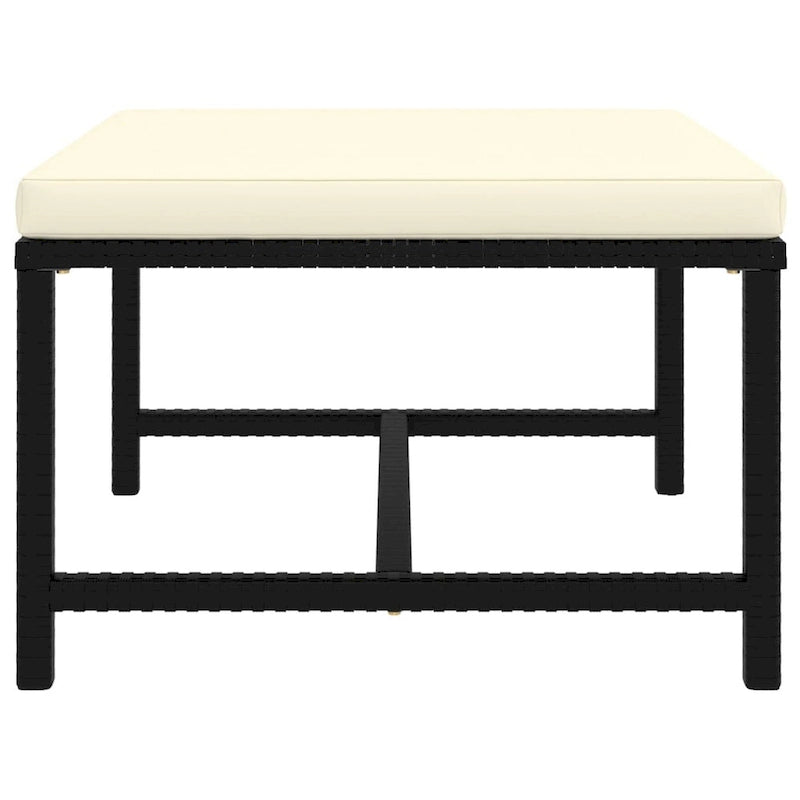 Repose-pieds ottoman sectionnel d'extérieur Reno, rotin noir, polyester ivoire