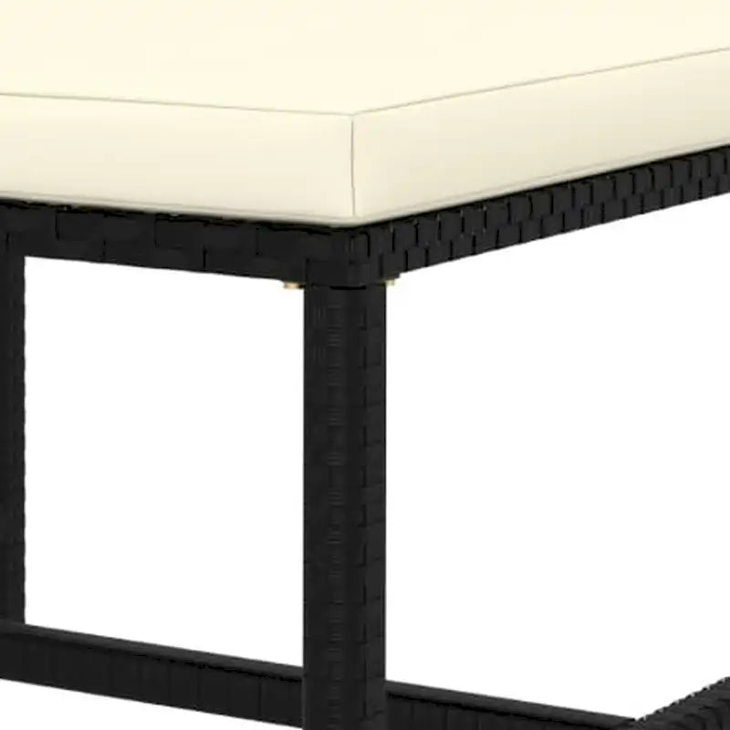 Repose-pieds ottoman sectionnel d'extérieur Reno, rotin noir, polyester ivoire