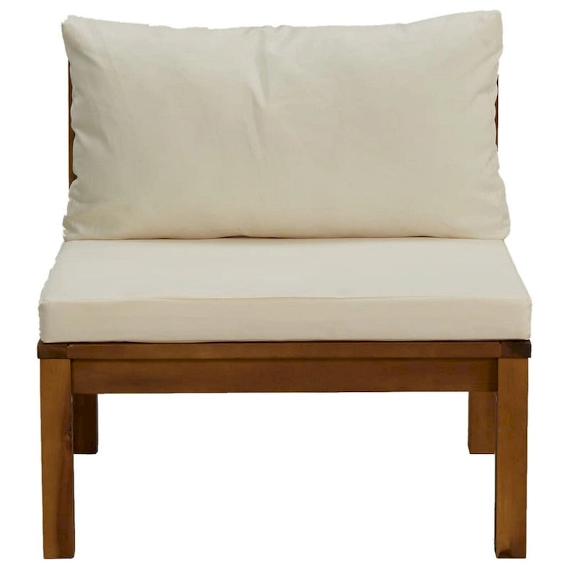 Siège de canapé modulable sans accoudoirs d'extérieur, crème, bois d'acacia