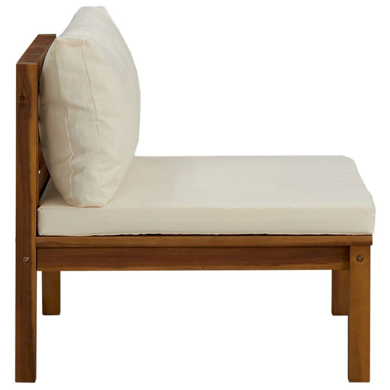 Siège de canapé modulable sans accoudoirs d'extérieur, crème, bois d'acacia