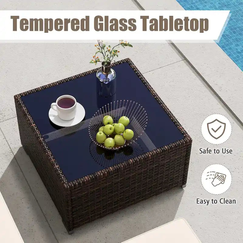 Ensemble de mobilier de jardin 4 places Gymax – Canapé d'angle en L pour terrasse