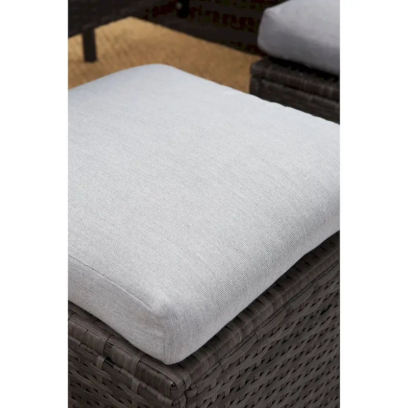 Ensemble de mobilier de patio 7 pièces, ensemble de canapé sectionnel d'extérieur, ensemble de conversation en rotin toutes saisons avec table à manger haute et pouf