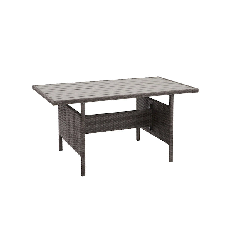 Ensemble de mobilier de patio 7 pièces, ensemble de canapé sectionnel d'extérieur, ensemble de conversation en rotin toutes saisons avec table à manger haute et pouf