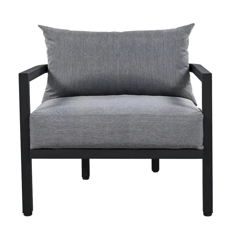 Ensemble de meubles de patio, 5 pièces, canapé d'extérieur en acier, ensemble de conversation tout temps avec table basse et 2 chaises individuelles