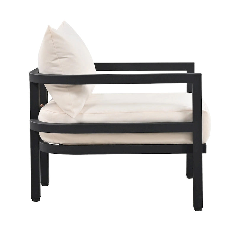 Ensemble de meubles de patio, 5 pièces, canapé d'extérieur en acier, ensemble de conversation tout temps avec table basse et 2 chaises individuelles