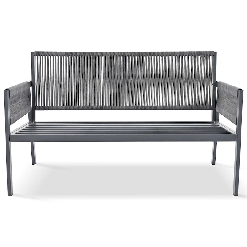 Ensemble de mobilier de patio 4 pièces, ensemble de conversation de jardin extérieur avec table en verre trempé, sièges profonds et coussins épais