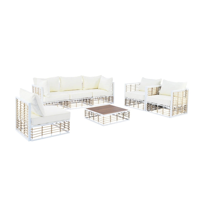 Ensemble de meubles de patio 7 pièces, ensemble de meubles de conversation tout temps, ensemble de canapé sectionnel de patio avec coussins et table basse